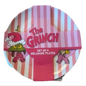 Dr Seuss Grinch 8”‎ Melamine Plate Set of 4 Christmas Holiday
